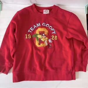 Vintage Disney Store Kids Team Goofy Sweatshirt- Red- Size 5/6